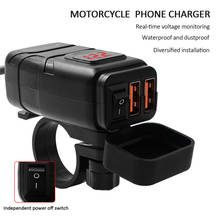 Universal motocicleta carregador de carro duplo qc3.0 carga rápida 12v à prova dwaterproof água com interruptor moto acessórios ferramenta dropshipping 2024 - compre barato