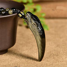 Natural Gold Obsidian Light Pendant Gemstone Spike Carved 41mm 61mm Gold Flash Obsidian Necklace Drop Shipping AAAAA 2024 - buy cheap