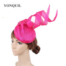 Sombrero de novia Sinamay de 4 capas para mujer, gorra de Fedora de fiesta, accesorio de tocado de moda, de alta calidad 2024 - compra barato