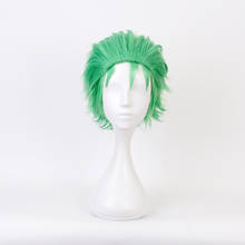 Peça única roronoa zoro peruca verde de cabelo curto sintético cosplay fantasia para homens + boné com peruca grátis 2024 - compre barato