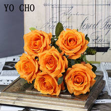 YO CHO 6 голов шелковые искусственные цветы розы 2 разных цвета Роза Flore для свадебного украшения зимний искусственный цветок для домашнего декора 2024 - купить недорого