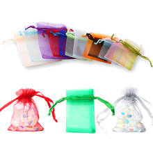 Bolsas de organza dibujables para decoración de fiesta, bolsas de embalaje de joyería de organza para regalo, 23 colores, 7x9cm,9x12cm, 50 unids/lote 2024 - compra barato