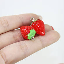 Yamily 10pcs/ 24mm Resin Simulation 3D Fruit Cream Charm Strawberry Pendant For Bracelet Earring KeyChain Jewelry DIY Making 2024 - buy cheap
