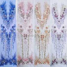 1Set Multicolor Beaded Embroidery Lace Fabric Lace Patch Collar DIY Wedding Dress Evening Dress Clothes Applique Accessories 2024 - buy cheap