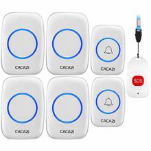 CACAZI Smart Home Wireless Pager Doorbell Old man Emergency Alarm Call Bell US EU UK Plug 80m Remote 2 button 1 pager 4 Receiver 2024 - buy cheap