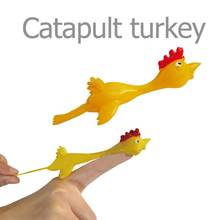 Brinquedo engraçado de galinha 11.5cm, novidade brinquedos de piada prática e engraçada, galinha de borracha elástica de brinquedo com dedo de peru voador, pássaros 2024 - compre barato