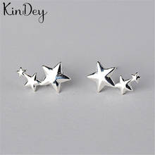 Kindey модные 925 пробы серебряные серьги со звездой для женщин женские серьги Подарки для девочек 2024 - купить недорого