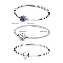 Pulsera de plata de ley 925 para mujer, Brazalete de malla con cierre de copo de nieve brillante, abalorio, joyería Pandora 2024 - compra barato