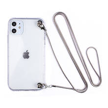 Модный чехол со шнурком и ремешком для iPhone 12, 11 Pro, XS max, XR, X, 7, 8, 6, 6S Plus, металлическое ожерелье, кросс-боди, силиконовые чехлы для телефонов 2024 - купить недорого