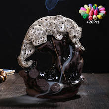 Incensário artesanal de cerâmica decorado, presente luxucy fortuna leopardo casa chá reverso fluxo de incenso queimador de panda 2024 - compre barato