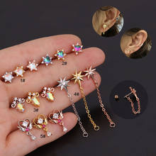 1Piece Diameter 0.8mm Fashion Piercing Stud Earrings for Women 2020 Trend Jewelry Stars Colorful Zircon Earrings Wholesale 2024 - buy cheap
