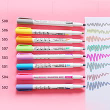 Candy Color Double Line Painter Colour Marker Pens Set Cute Student  Journal Pen Glitter Marker School Stationery Supplies 2024 - buy cheap