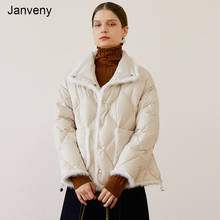 Janveny Women's Winter Down Jacket 2021 New 90% White Duck Down Coat Short Female Feather Puffer Parkas Mink Collar Outerwear 2024 - buy cheap