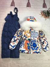 Chaqueta de plumón de pato con capucha para niño y niña, conjunto de ropa de nieve de 80-145cm, chaquetas y pantalones de invierno, traje de esquí para niño, 2021 2024 - compra barato