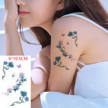 Tatuagem adesiva temporária à prova d'água, arte corporal de borboleta, flor rosa e verde para mulheres e homens 2024 - compre barato