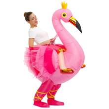 Ride on Flamingo Inflatable Costume Adult Halloween Costumes Christmas Funny Animal Jumpsuit Cosplay Flamingo Suit for Men Women 2024 - buy cheap