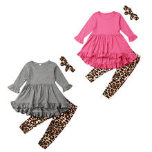 1-6years criança bebê menina camiseta + leopardo imprimir calças calças roupas 2024 - compre barato