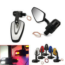 Motorcycle handle mirror with Turn LED signal light For Kawasaki ZX9R ZZR600 Z900 Z650 VERSYS 1000 VULCAN/S 650cc Z750 2024 - buy cheap