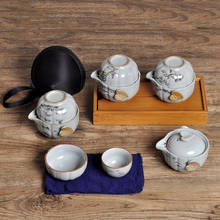 Conjunto de chá kung fu, bule de viagem inclui 1 pote 2 copo, bule de chá de cerâmica chinesa 2024 - compre barato