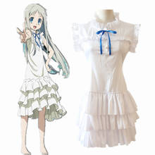 Vestido branco de manga curta anohana, para cosplay do dia, da flor, com vestido branco de honma meiko para verão 2024 - compre barato