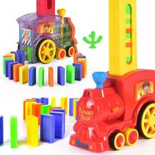 Jogo de brinquedo dominó, conjunto de brinquedos dominó com transporte de trem com iluminação e som, blocos de construção educacionais, presente de brinquedo faça você mesmo 2024 - compre barato