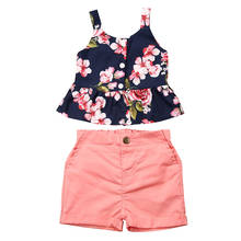 New Baby Kids Girl Floral Tops Dress Shorts Pants Outfit 2pcs Summer Clothes 2024 - buy cheap