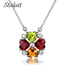 Романтическое ожерелье с подвеской в виде красного, зеленого сердца, серебряного цвета, с кристаллами, круглое ожерелье с подвеской, ювелирные изделия для женщин 2024 - купить недорого