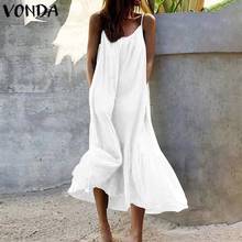 Midi Dress Women Sundress 2021 VONDA Summer Beach Bohemian Dress Casual Loose Robe Femme Plus Size Vestidos S-5XL 2024 - buy cheap