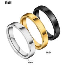 UAH-Anillo de boda sencillo para hombre y mujer, joya fina de acero de titanio, Color dorado, plateado y negro, antialérgico, joyería de moda 2024 - compra barato