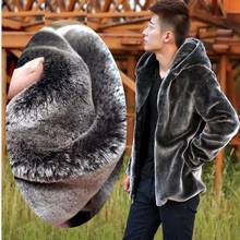 Inverno dos homens do falso casaco de pele de vison casual com capuz de pelúcia fofo casaco masculino quente casaco plus size 5xl 2024 - compre barato