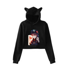 Game Genshin Impact Hu Tao hoodies 2D Cat kawaii hoodie women's fashion pullover short shirt  street cat ears sweatshirt 2024 - buy cheap