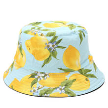 Sombrero de cubo con estampado de limón para mujer, gorra Reversible de fruta para primavera y verano, Panamá, deportes al aire libre, senderismo, playa, pesca 2024 - compra barato