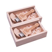 Custom Logo Wooden Guitar Flash Usb + Box Pendrive 32GB 16GB 8GB 4GB Usb Disk Wood Usb Flash Drive 64GB Usb Memory Stick Gifts 2024 - buy cheap