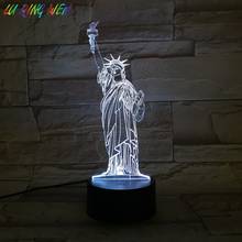 Статуя Свободы 3d светодиодный Ночной светильник украшения комнаты атмосферу Ночной светильник сенсорный Сенсор светильник подарок для маленькой девочки, детский ночник лампа 2024 - купить недорого