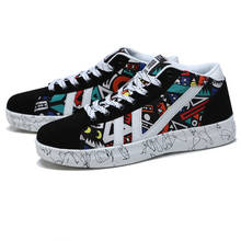 Tênis de moda para homens tendência casual apartamentos graffiti sapatos homem respirável outono confortável hip hop sapatos rap zapatillas hombre 2024 - compre barato