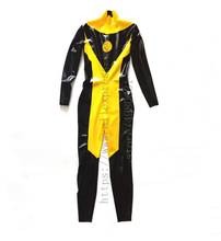 Made of 0.4mm thickness natural men's black patchwork yellow latex uniform catsuit bondage long sleeve with back zipper 2024 - buy cheap