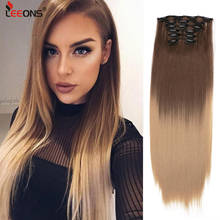 Leeons New Synthetic 16Clips In Hair Extension 22Inch Hair Extensions Clip In 1Pcs 16Clips Hair Women Hair Clips Hairpiece Ombre 2024 - buy cheap