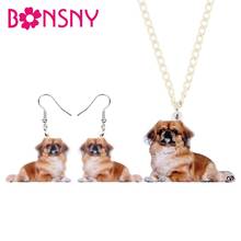 Bonsny Acrylic  Anime Japanese Chin Shi Dog Necklace Earrings Jewelry Sets Sweet Pets Girls Teens Decorations Charms Party Gift 2024 - buy cheap