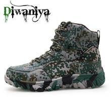 Diwaniya мужские походные ботинки с высоким верхом 2021 прочные водонепроницаемые Нескользящие уличные ботинки для скалолазания и треккинга военные тактические ботинки 2024 - купить недорого