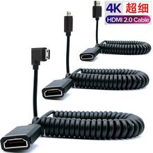 Mini HDMI-cable en espiral, compatible con hdmi hembra, HDMI 2,0 a micro hdmi, cable delgado Flexible de rizado de resorte 2k 4k hd @ 60hz 2024 - compra barato
