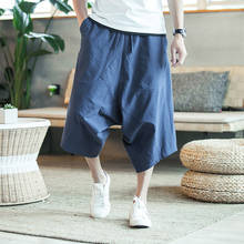 Dropshipping Men Harajuku Harem Pants 2020 Mens Summer Cotton Linen Joggers Pants Male Vintage Korean Style Sweatpants Fashions 2024 - buy cheap