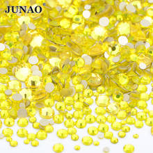 JUNAO 1400 шт. цитрин разных размеров, стеклянные стразы с плоским основанием, наклейки для дизайна ногтей, Алмазный страз, сделай сам, стеклянные хрустальные камни 2024 - купить недорого