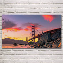Puente de Puerta Dorada, posters naturales de tela para decoración del hogar, arte de pared, sala de estar, KG845 2024 - compra barato