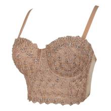 Women Embroidery Lace Bustier Crop Top Sequins Rhinestone Push Up Corset Bra F42F 2024 - buy cheap