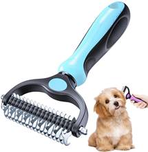 Escova eficiente para remoção de pelo de cachorro, escova dupla face, pente ancinho, remoção de ar eficiente para cães e gatos, ferramentas de escovação para animais de estimação 2024 - compre barato