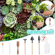 Kit de ferramentas de jardinagem para suculentas, 7 peças de ferramentas de plantio, pá de jardim, garfo, ancinho, multifuncional, jardinagem interna, cuidados com as plantas 2024 - compre barato