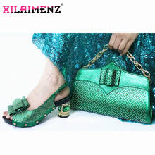 Conjunto de zapatos de fiesta y bolso para mujer, calzado con tacón cómodo para boda, Color verde, italiano, 2020 2024 - compra barato