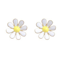 Enamel White Daisy Flower Earrings for Women Cute Small Floral Stud Earrings Fashion Korean Earrings Jewelry for Girls 2024 - buy cheap