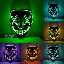 V for Vendetta-Máscara de luz LED para Halloween, suministros de fiesta de miedo, accesorios de Cosplay, máscaras Anonymous 2024 - compra barato