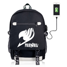 Mochila de lona impreso de cola de Hada de Anime, bolso escolar con carga USB, bolsa mochila de hombro, ordenador portátil para bolsa para niños y niñas, bolsa de viaje para estudiantes 2024 - compra barato